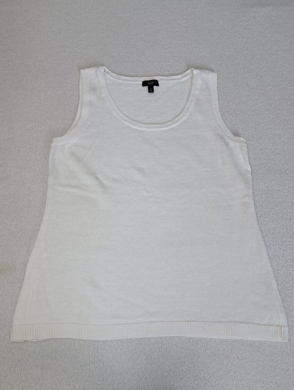 Talbots Petites Sleeveless Knit Sweater White Size Medium Linen Cotton Classic - Picture 9 of 13
